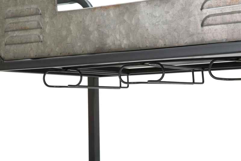 carrello portavivande bicchieri e bottiglie con ruote stile industriale