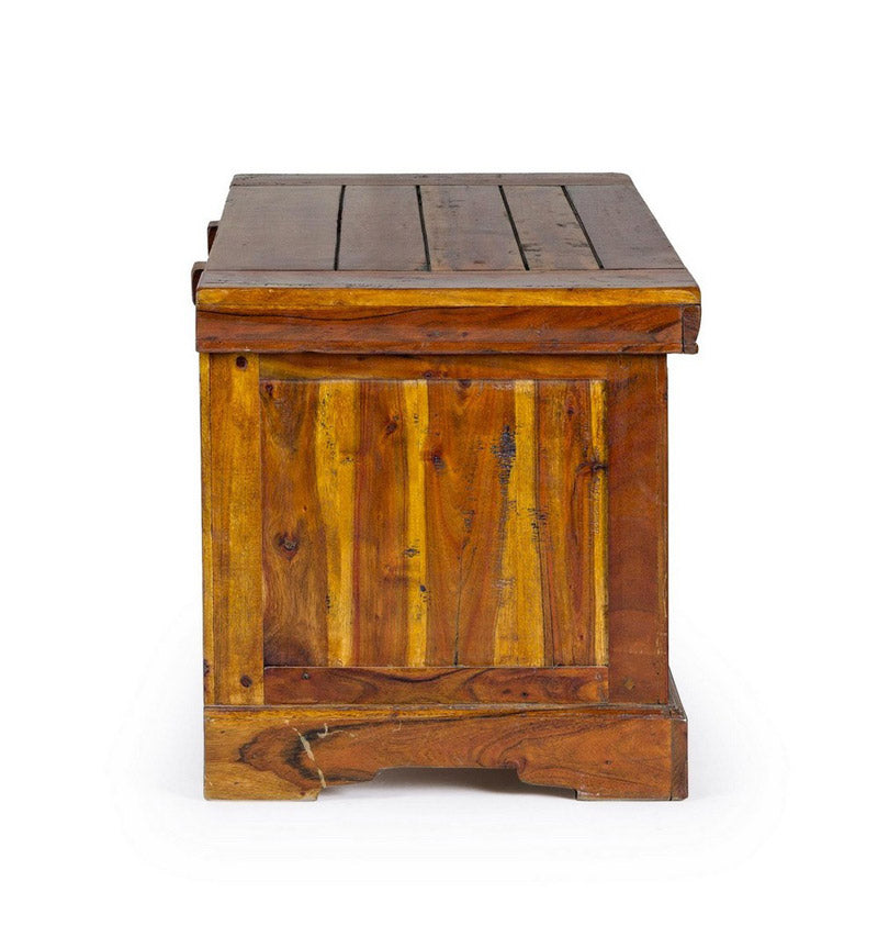 Cassapanca baule classica in legno massello di acacia cm 100x46x48h