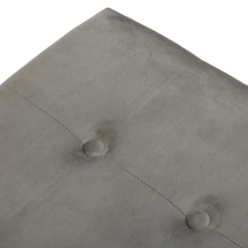 set da 2 panca contenitore in velluto colore grigio chiaro con bottoncini