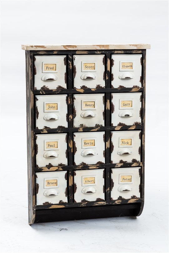Cassettiera industrial vintage 12 cassetti in ferro cm 63x15x94h