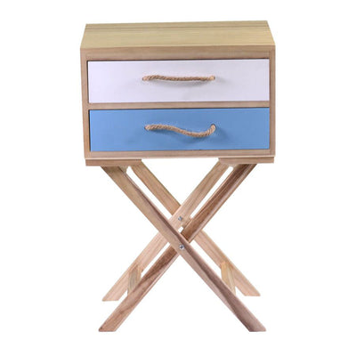 Cassettiera 2 cassetti in legno stile marinaro cm 45x30x72h