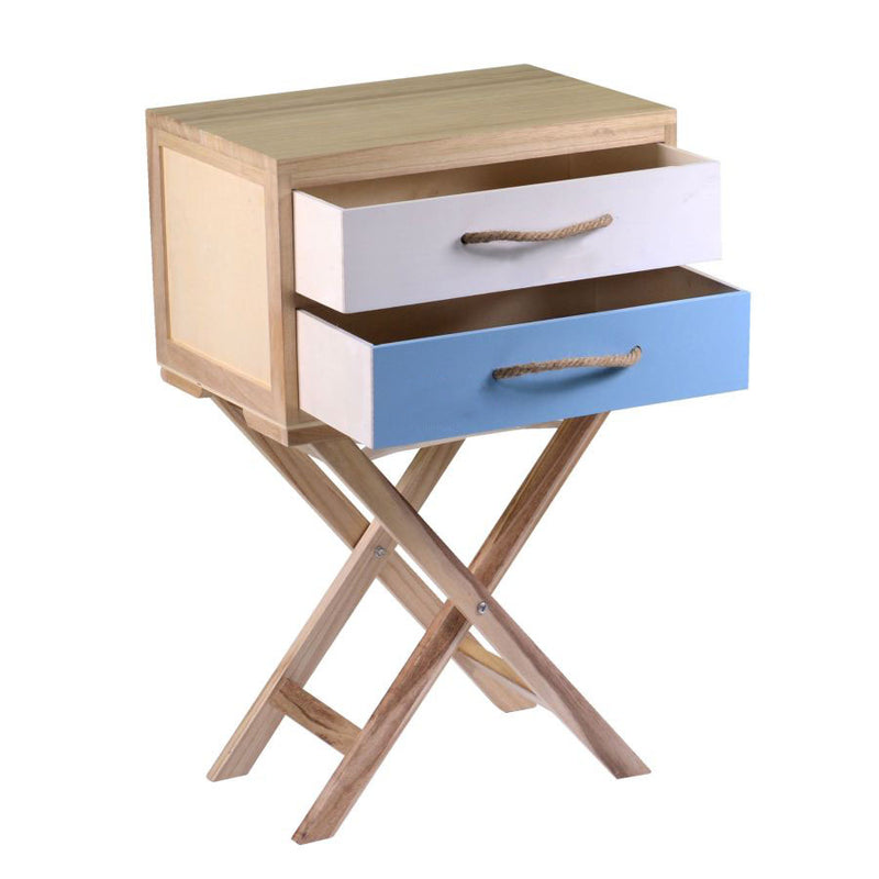 Cassettiera 2 cassetti in legno stile marinaro cm 45x30x72h