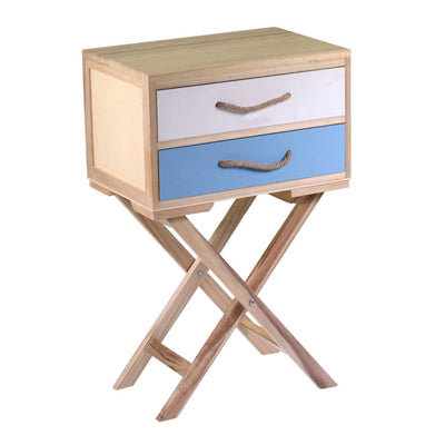 Cassettiera 2 cassetti in legno stile marinaro cm 45x30x72h