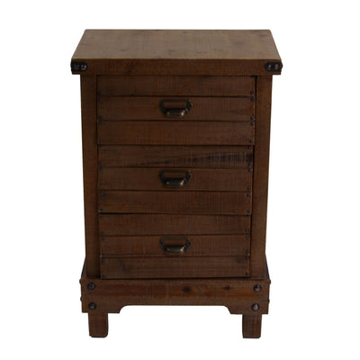 Cassettiera 3 cassetti in legno di abete scuro stile country cm 50x34x76h