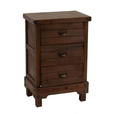 Cassettiera 3 cassetti in legno di abete scuro stile country cm 50x34x76h