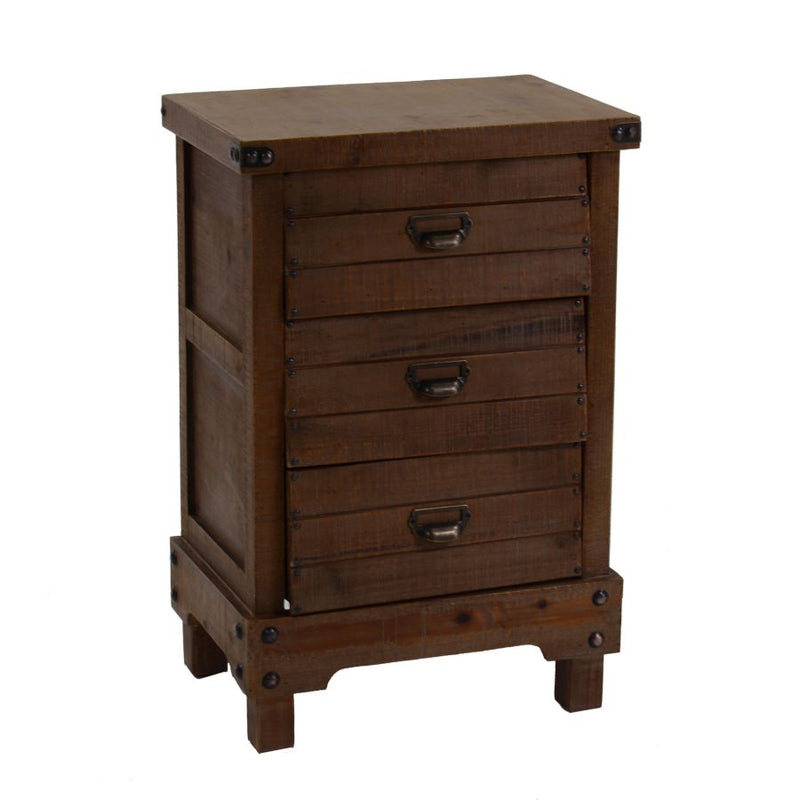 Cassettiera 3 cassetti in legno di abete scuro stile country cm 50x34x76h