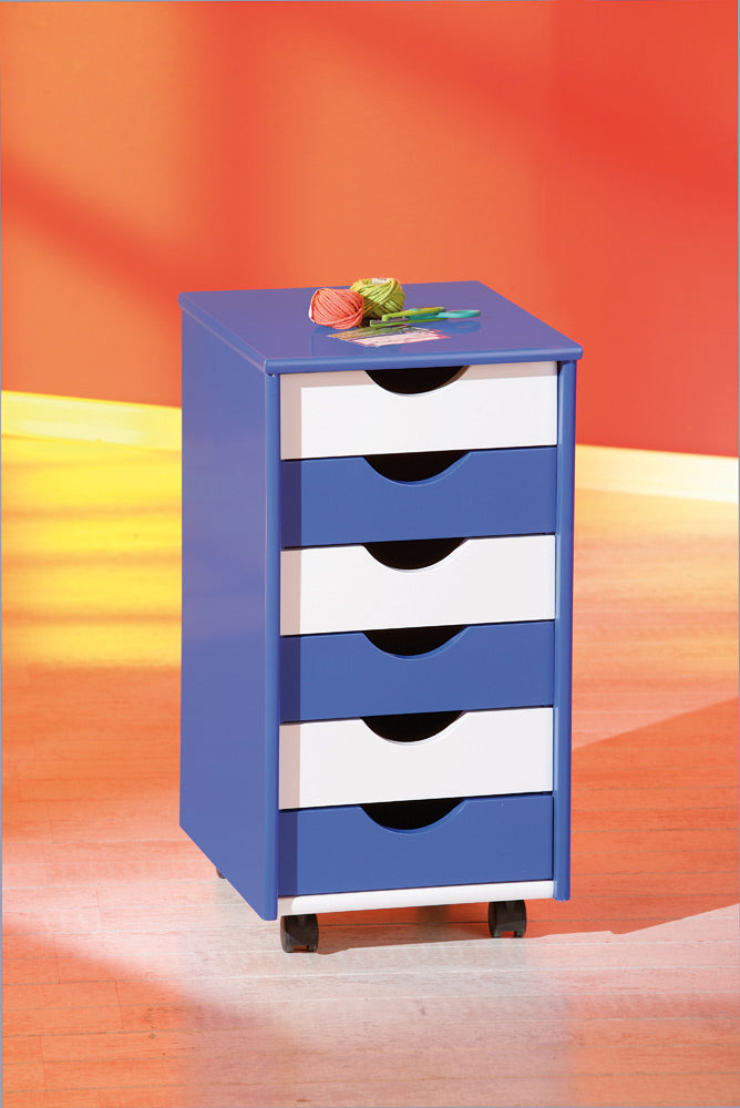 Kalen - Cassettiera ufficio 6 cassetti con ruote in legno cm 36x40x65h -  vari colori