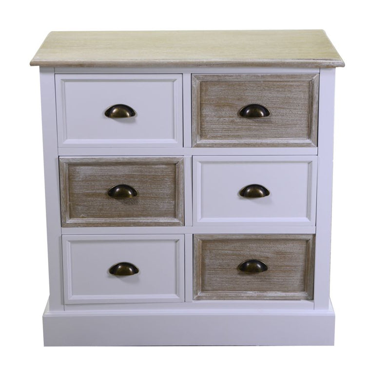 Cassettiera 6 cassetti in legno stile classico country cm 80x40x80h
