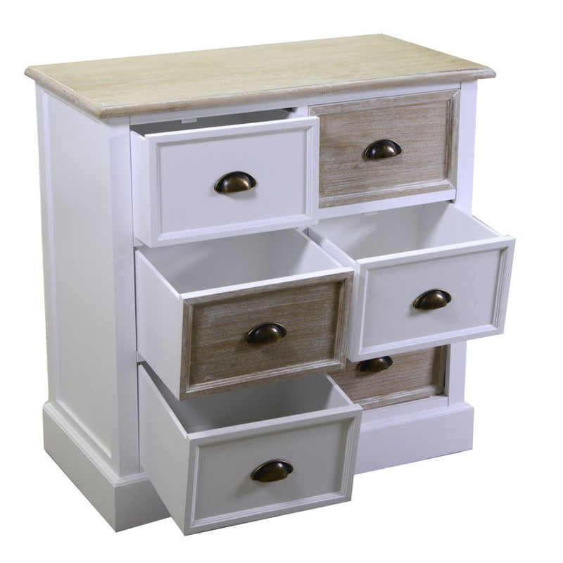 Cassettiera 6 cassetti in legno stile classico country cm 80x40x80h