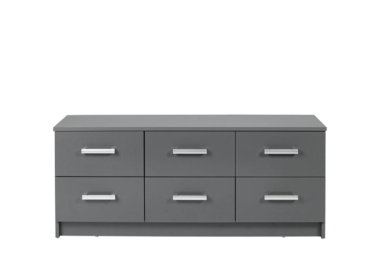 Serif - Cassettiera in legno colore grigio 6 cassetti cm 121x40x58h