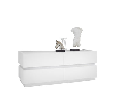 Lavinia - Cassettiera design 4 cassetti bianco opaco con inserti cm 123x51x52h - vari colori