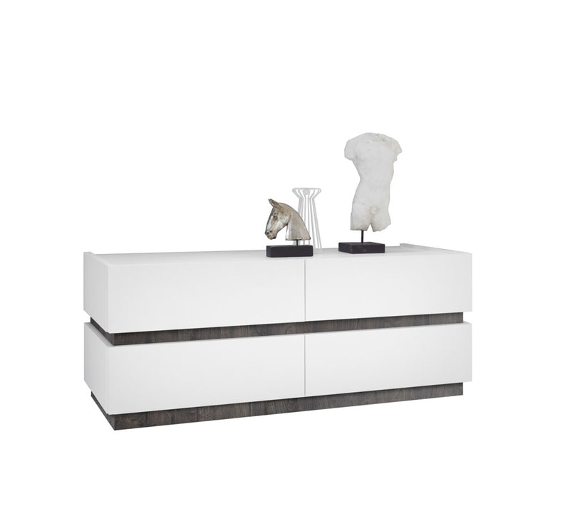 Lavinia - Cassettiera design 4 cassetti bianco opaco con inserti cm 123x51x52h - vari colori