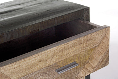 Cassettiera da camera salotto 4 cassetti in legno di mango intarsiati cm 85x35x85h