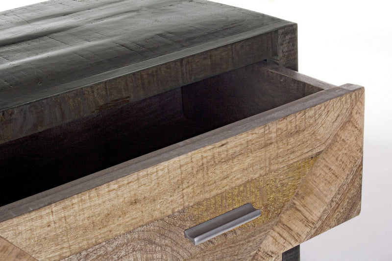 Cassettiera da camera salotto 4 cassetti in legno di mango intarsiati cm 85x35x85h