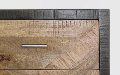 Cassettiera da camera salotto 4 cassetti in legno di mango intarsiati cm 85x35x85h