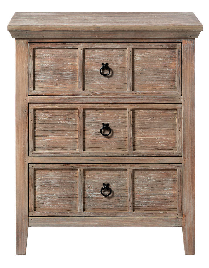 Cassettiera 3 cassetti in legno colore naturale stile country cm 60x34x73h
