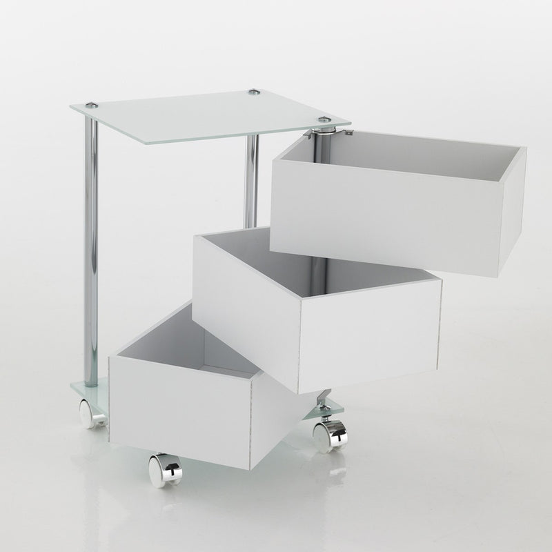 Cassettiera moderna girevole 3 cassetti in legno con ruote per ufficio cm 38x31x58h