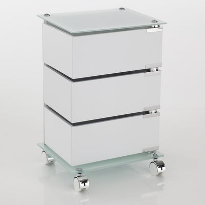 Cassettiera moderna girevole 3 cassetti in legno con ruote per ufficio cm 38x31x58h
