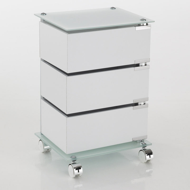 Cassettiera moderna girevole 3 cassetti in legno con ruote per ufficio cm 38x31x58h