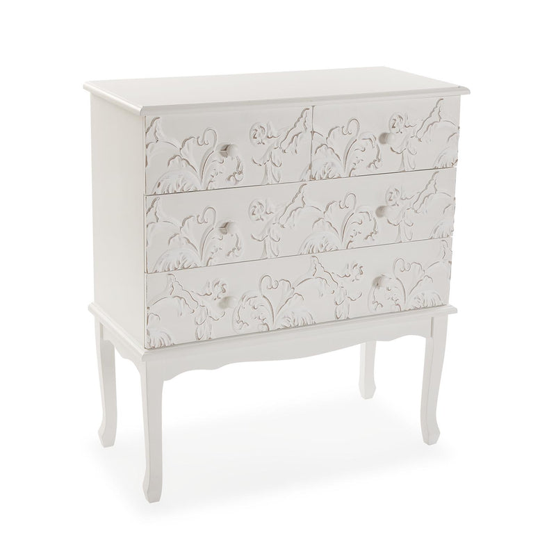 Cassettiera shabby in legno colore bianco con cassetti cm 78x36x88h