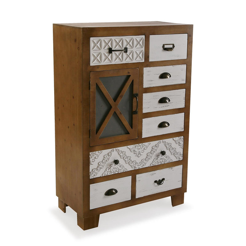 Mobile in legno con 8 cassetti e 1 anta stile vintage cm 70x35x110h