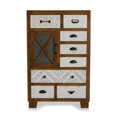 Mobile in legno con 8 cassetti e 1 anta stile vintage cm 70x35x110h