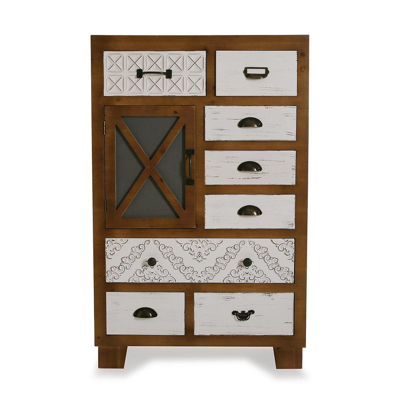 Mobile in legno con 8 cassetti e 1 anta stile vintage cm 70x35x110h
