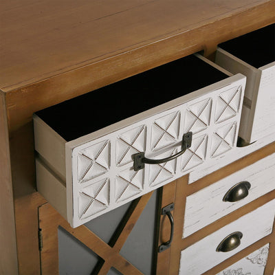 Mobile in legno con 8 cassetti e 1 anta stile vintage cm 70x35x110h