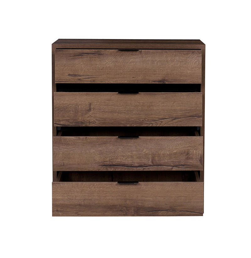 cassettiera 4 cassetti in legno oak monaster inserti nero lucido