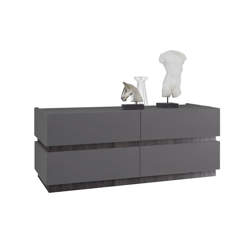 Kometa - Cassettiera 4 cassetti in legno grigio opaco design moderno cm 123x51x52h - vari colori