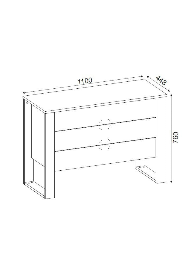 Cassettiera da ingresso o camera da letto 3 cassetti in legno antracite e noce cm 110x45x76h