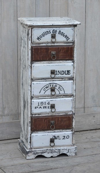 Cassettiera industrial vintage in legno 7 cassetti cm 33x22x82h