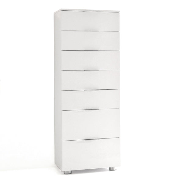 Cassettiera settimino design moderno in legno bianco per camera cm 40x30x103,5h