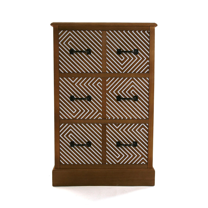 Cassettiera vintage 3 cassetti fantasia in legno finitura noce cm 59x35x94h