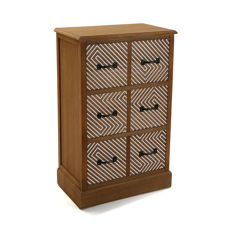 Cassettiera vintage 3 cassetti fantasia in legno finitura noce cm 59x35x94h