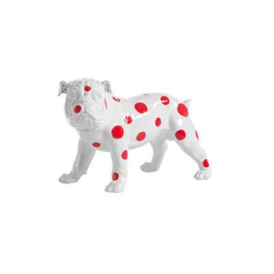 Coco's Dog - Scultura moderna artigianale in poliresina bianca à pois rossa cm 40x20x26h