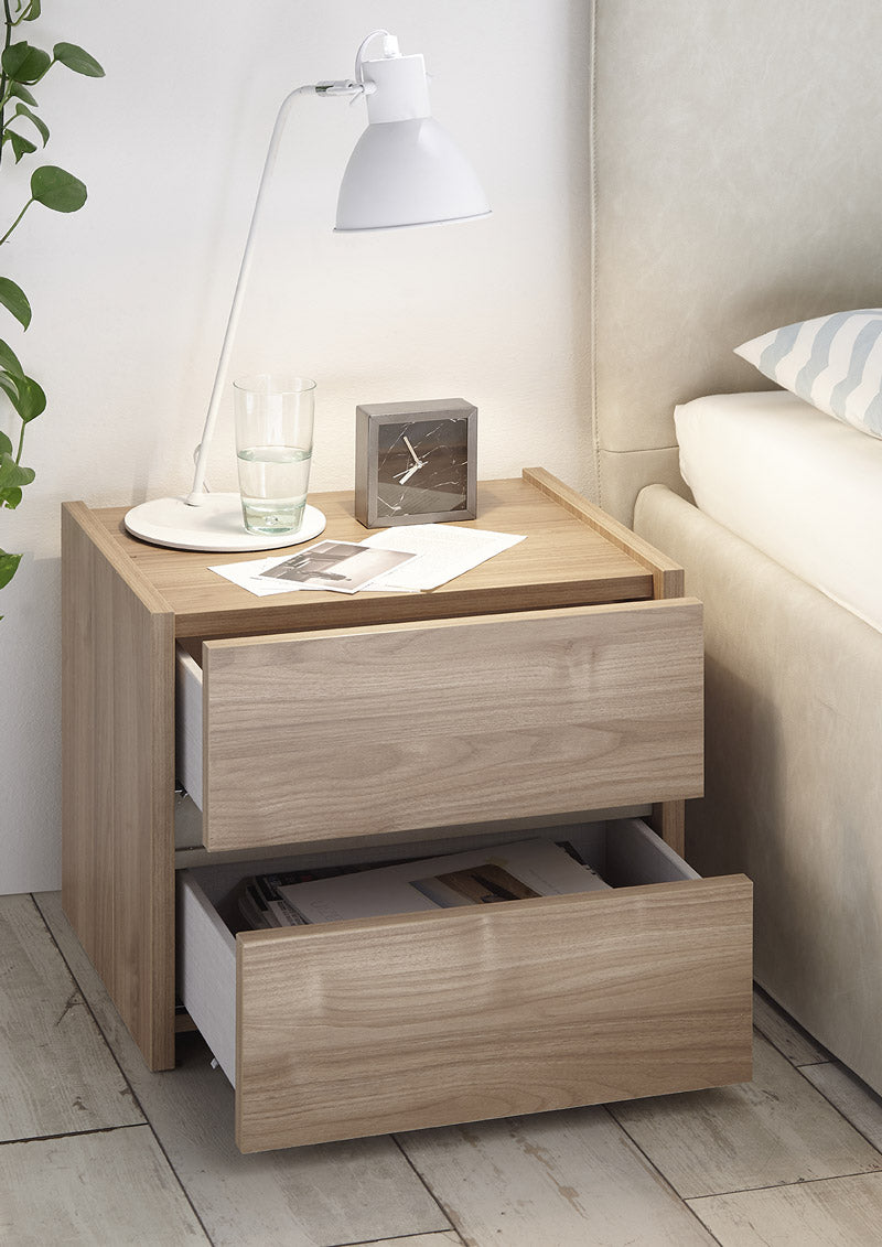 Mestal - Set da 2 Comodino moderno 2 cassetti da camera in legno cm 51x40x42h - vari colori