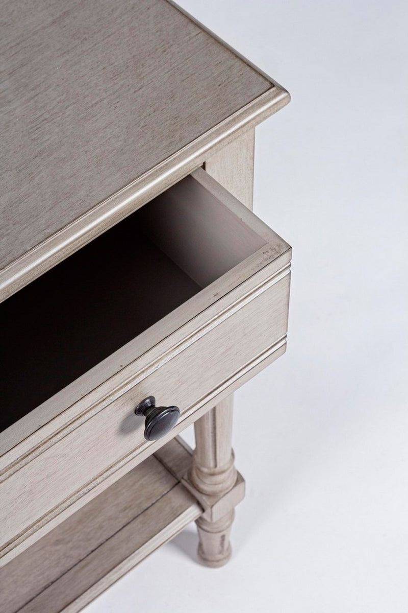 Comodino in legno con cassetto sagomato stile classico cm 36x36x72h