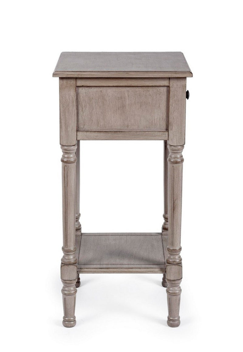 Comodino in legno con cassetto sagomato stile classico cm 36x36x72h