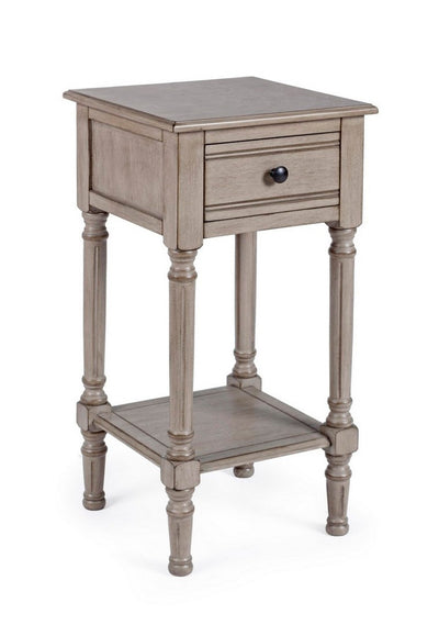 Comodino in legno con cassetto sagomato stile classico cm 36x36x72h