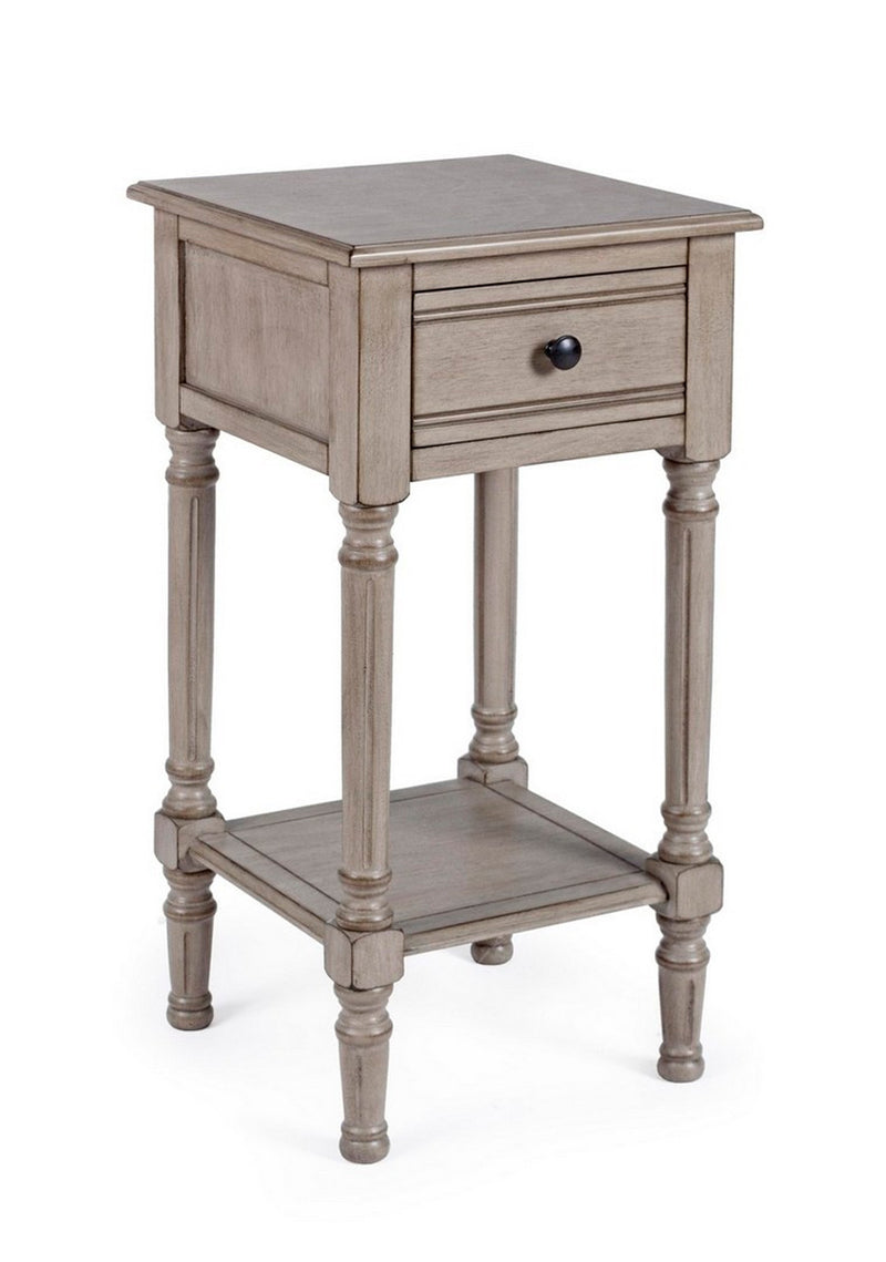Comodino in legno con cassetto sagomato stile classico cm 36x36x72h