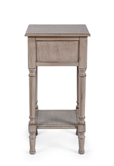 Comodino in legno con cassetto sagomato stile classico cm 36x36x72h