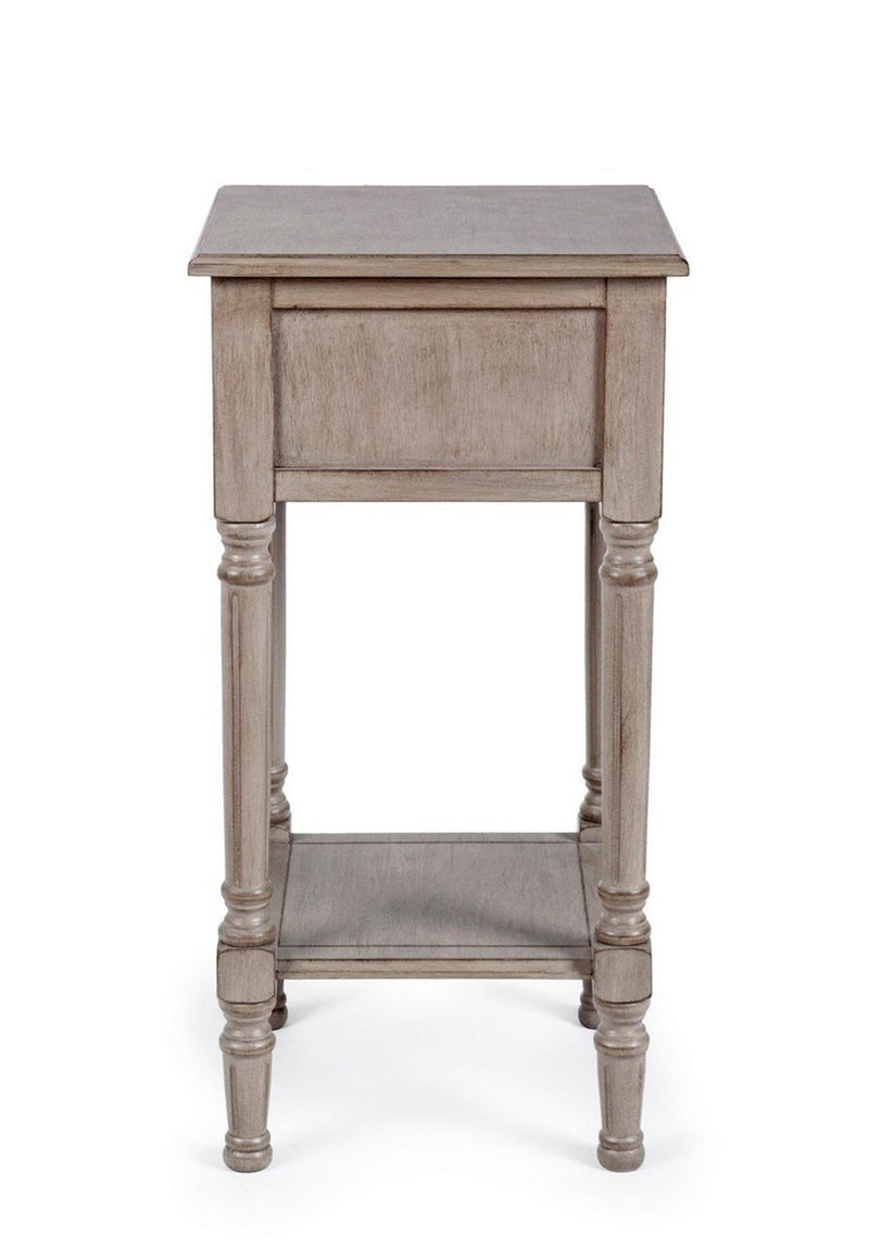 Comodino in legno con cassetto sagomato stile classico cm 36x36x72h