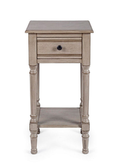 Comodino in legno con cassetto sagomato stile classico cm 36x36x72h