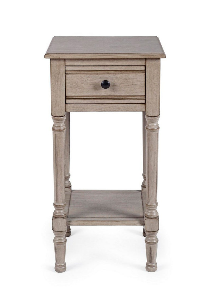 Comodino in legno con cassetto sagomato stile classico cm 36x36x72h