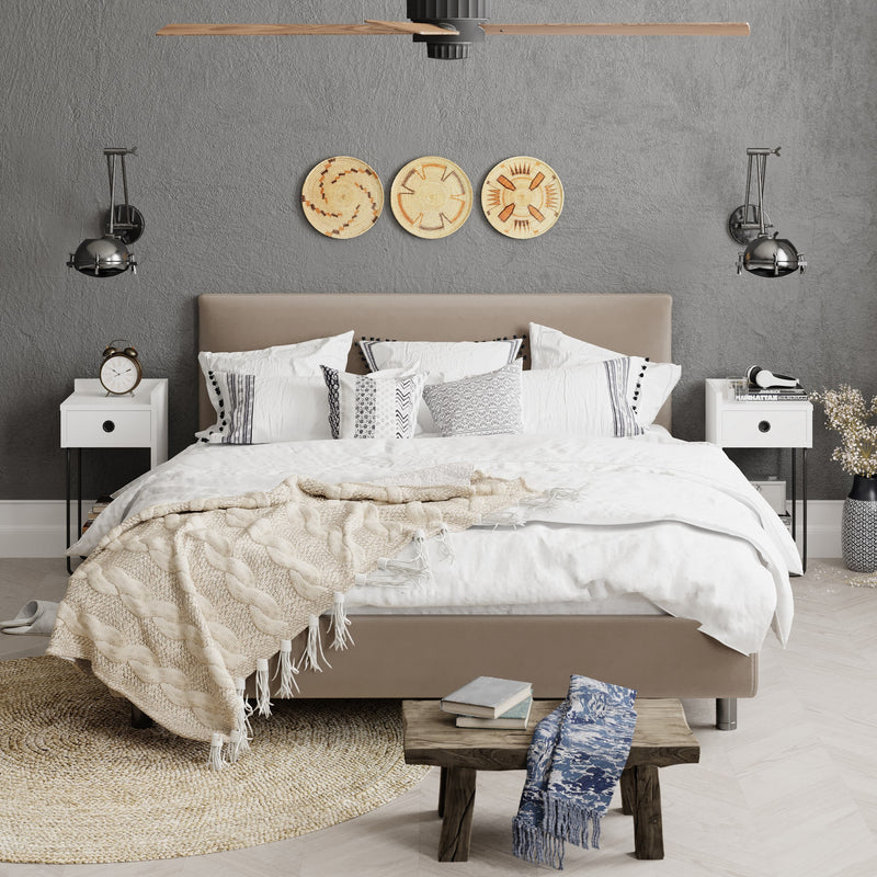 Comodino da notte moderno con vano a giorno e cassetto lato destro cm 30x32x60h