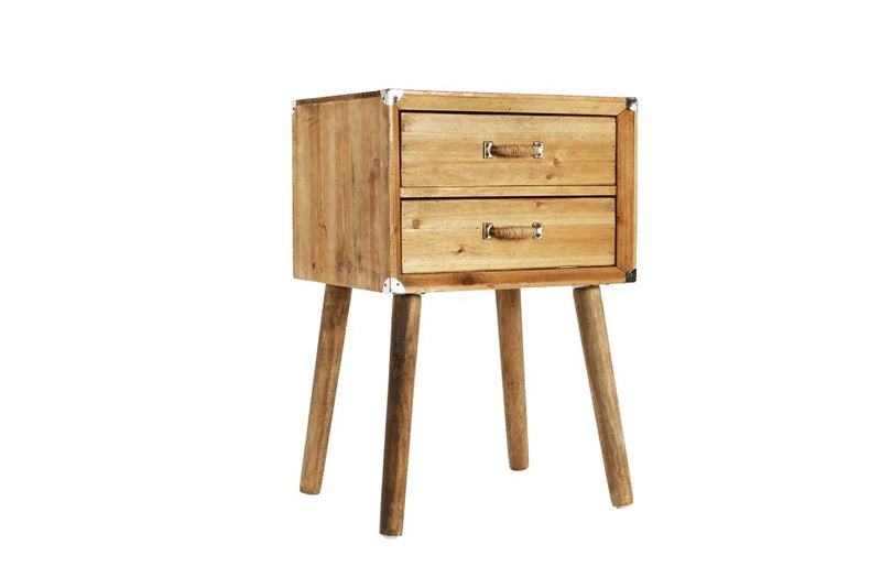 Comodino due cassetti in legno vintage cm 42x34x60,5h