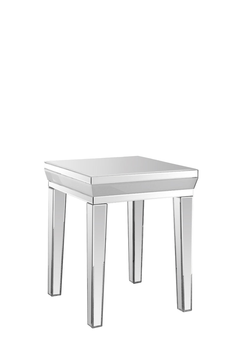 Tavolino in legno colore bianco con specchi stile moderno cm 45x45x55h