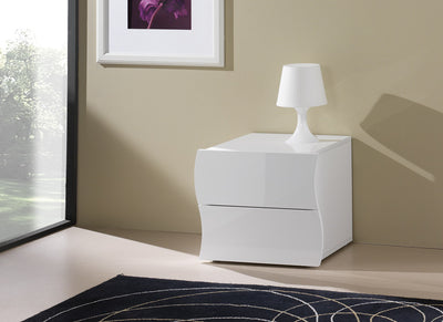 Ripley - Comodino in legno colore bianco lucido 2 cassetti forma ad onda cm 50x40x41h