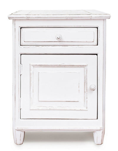 Comodino country in legno colore bianco con anta e cassetto cm 50x40x65h - vari modelli